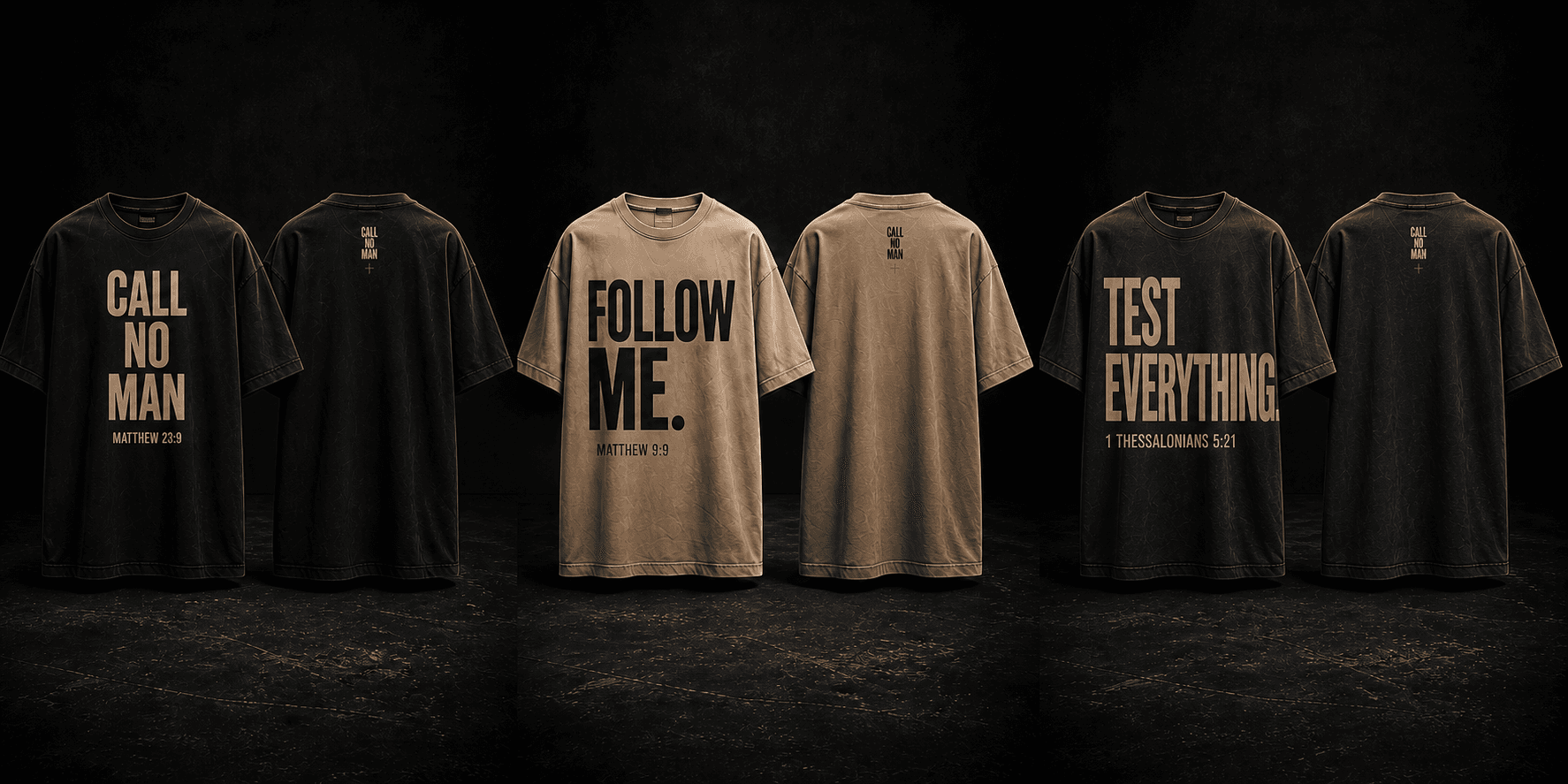 CALL NO MAN heavyweight tee front and back concept